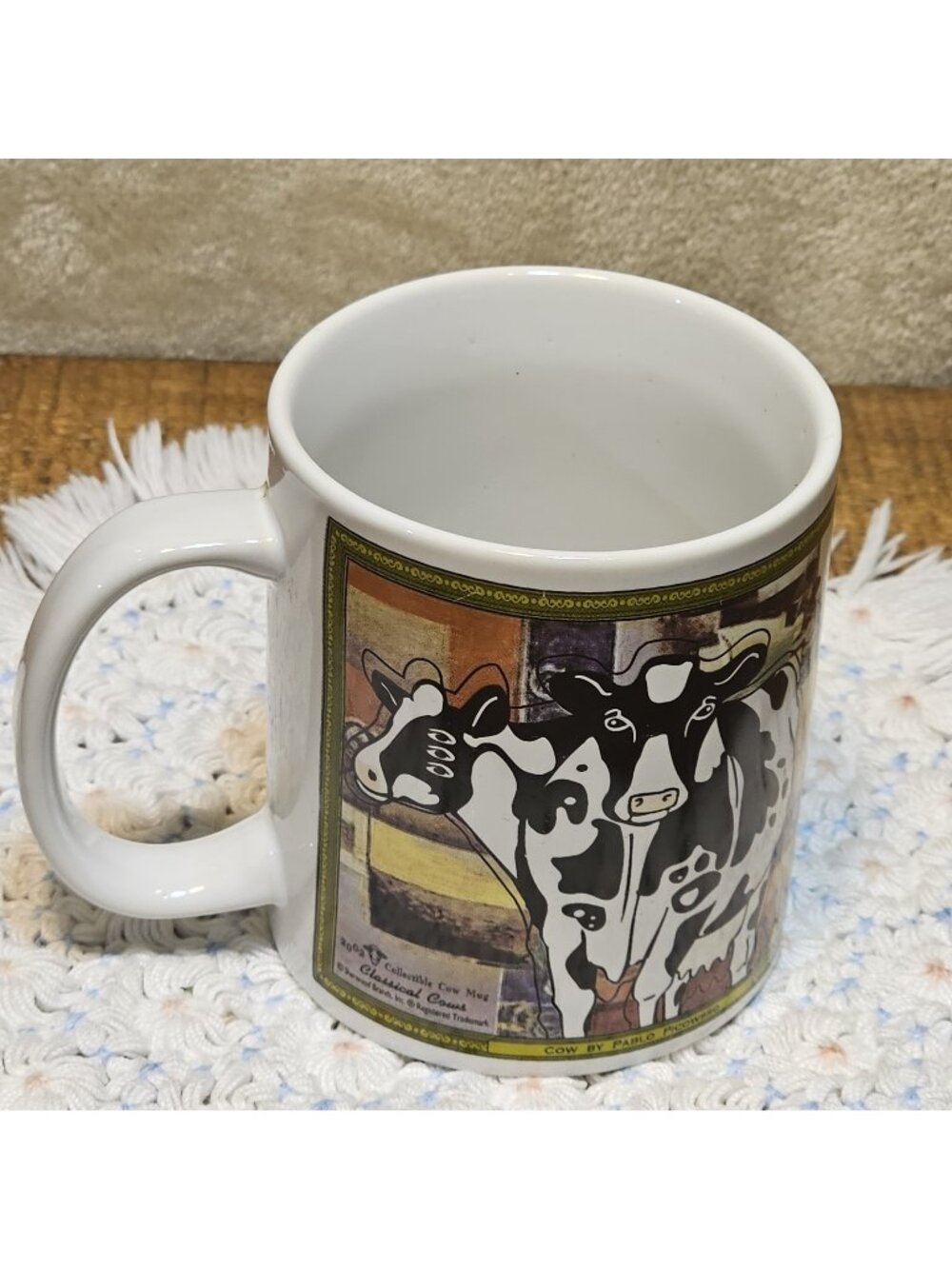 2002 Sherwood Brands Classical Cows Coffee Mug Artists Picasso/Van Gogh 10 Oz.